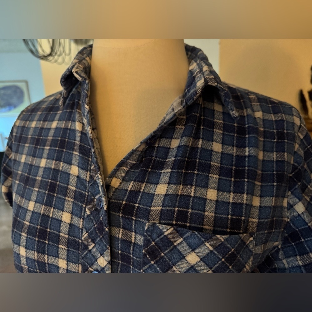 Vintage blue plaid sears 70’s flannel - Picture 3 of 5